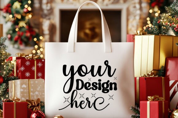 Christmas Tote Bag Mockup 92 for Product Mockups and Graphics